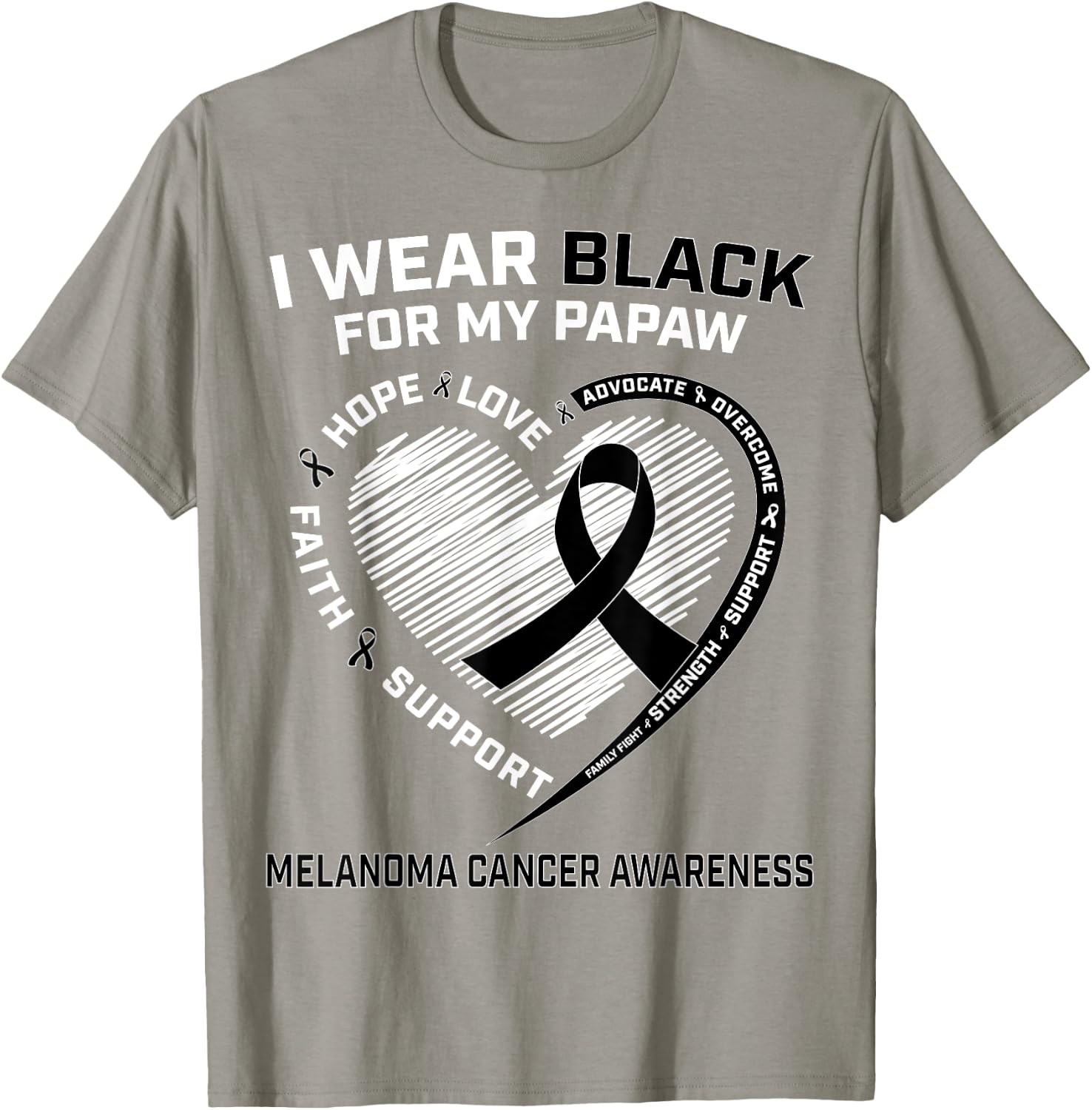 I Wear Black For My Papaw Melanoma Skin Cancer Awareness T-Shirt - T-Shirt | Sand