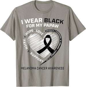I Wear Black For My Papaw Melanoma Skin Cancer Awareness T-Shirt - T-Shirt | Sand
