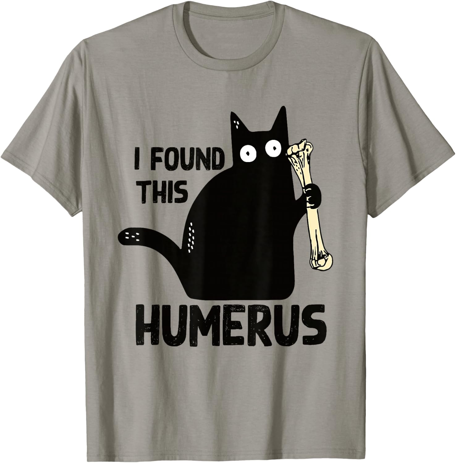 I Found This Humerus Halloween Cat Black Humorous Medical T-Shirt - T-Shirt | Sand