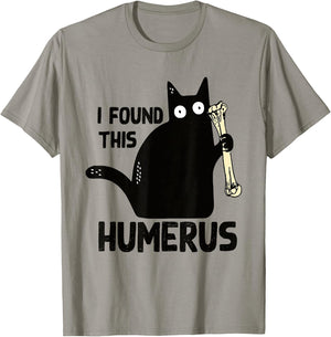 I Found This Humerus Halloween Cat Black Humorous Medical T-Shirt - T-Shirt | Sand
