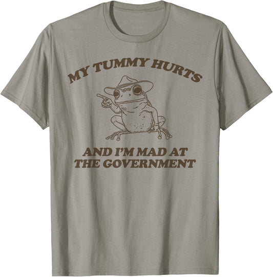 My Tummy Hurts And I'M Mad At The Government Frog T-Shirt - T-Shirt | Sand