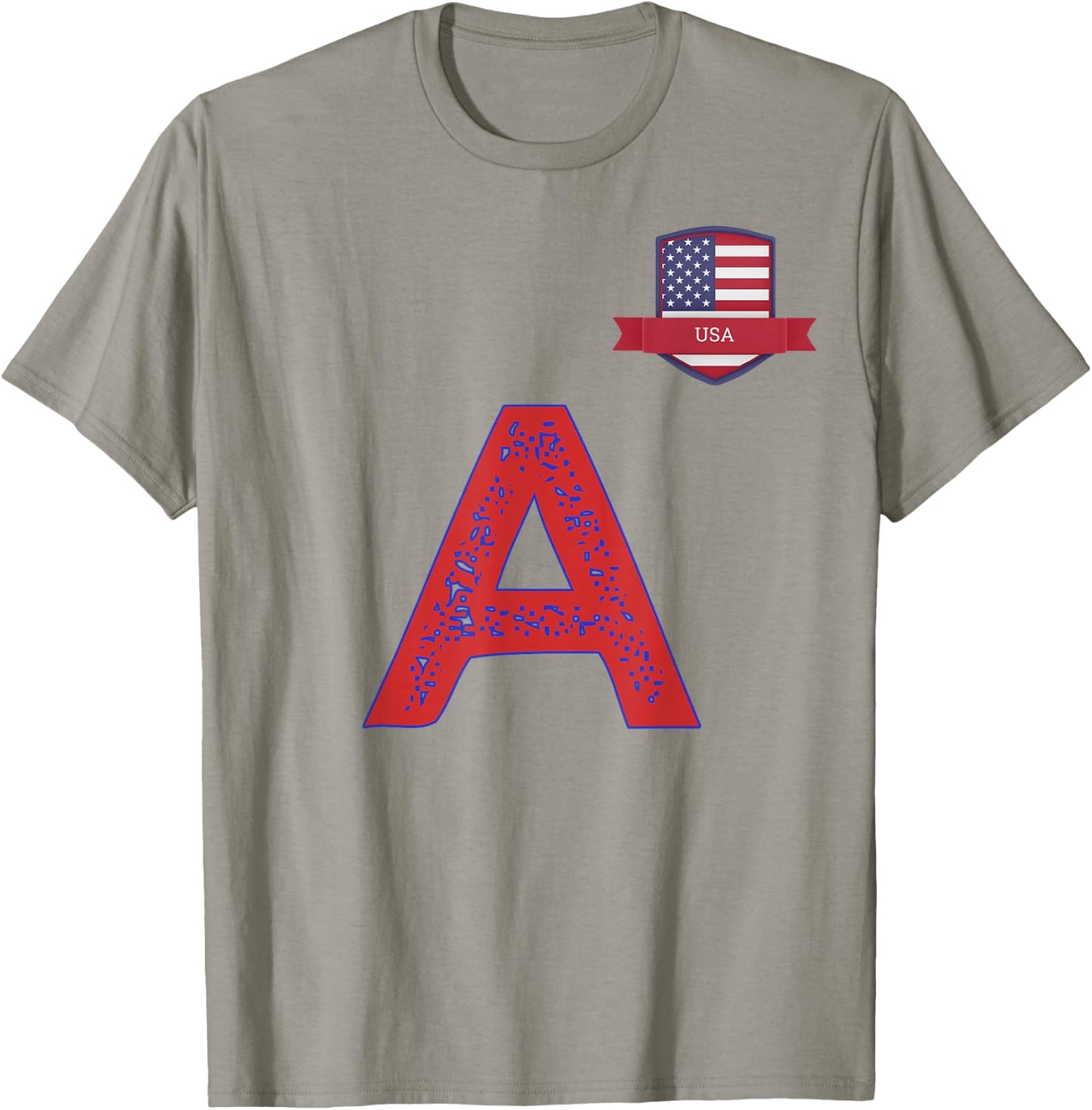 USA Human-Flag Letter A American USA Red T-Shirt - T-Shirt | Sand