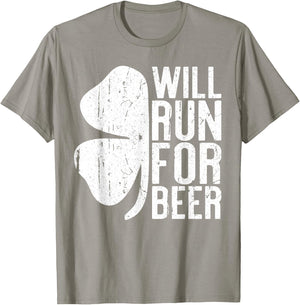 Will Run For Beer Shirt Irish Men Women St Patricks Day T-Shirt - T-Shirt | Sand