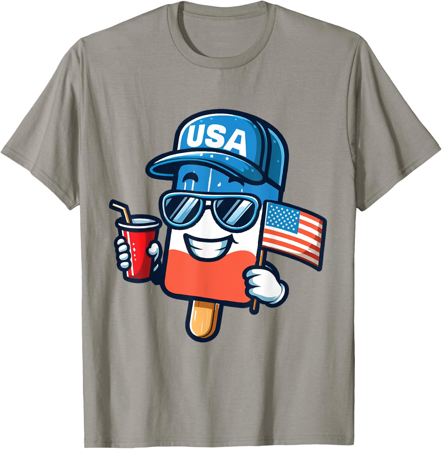 Funny Popsicle 4th Of July shirt Patriotic American Flag USA Kids Men T-Shirt - T-Shirt | Sand