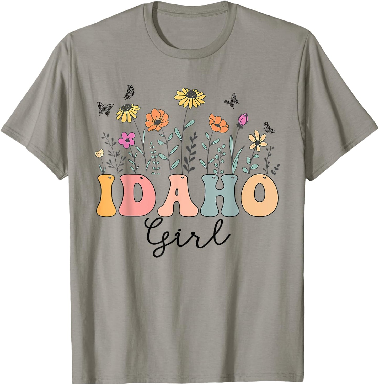 Idaho Girl Wildflower Groovy Idaho Lover T-Shirt - T-Shirt | Sand