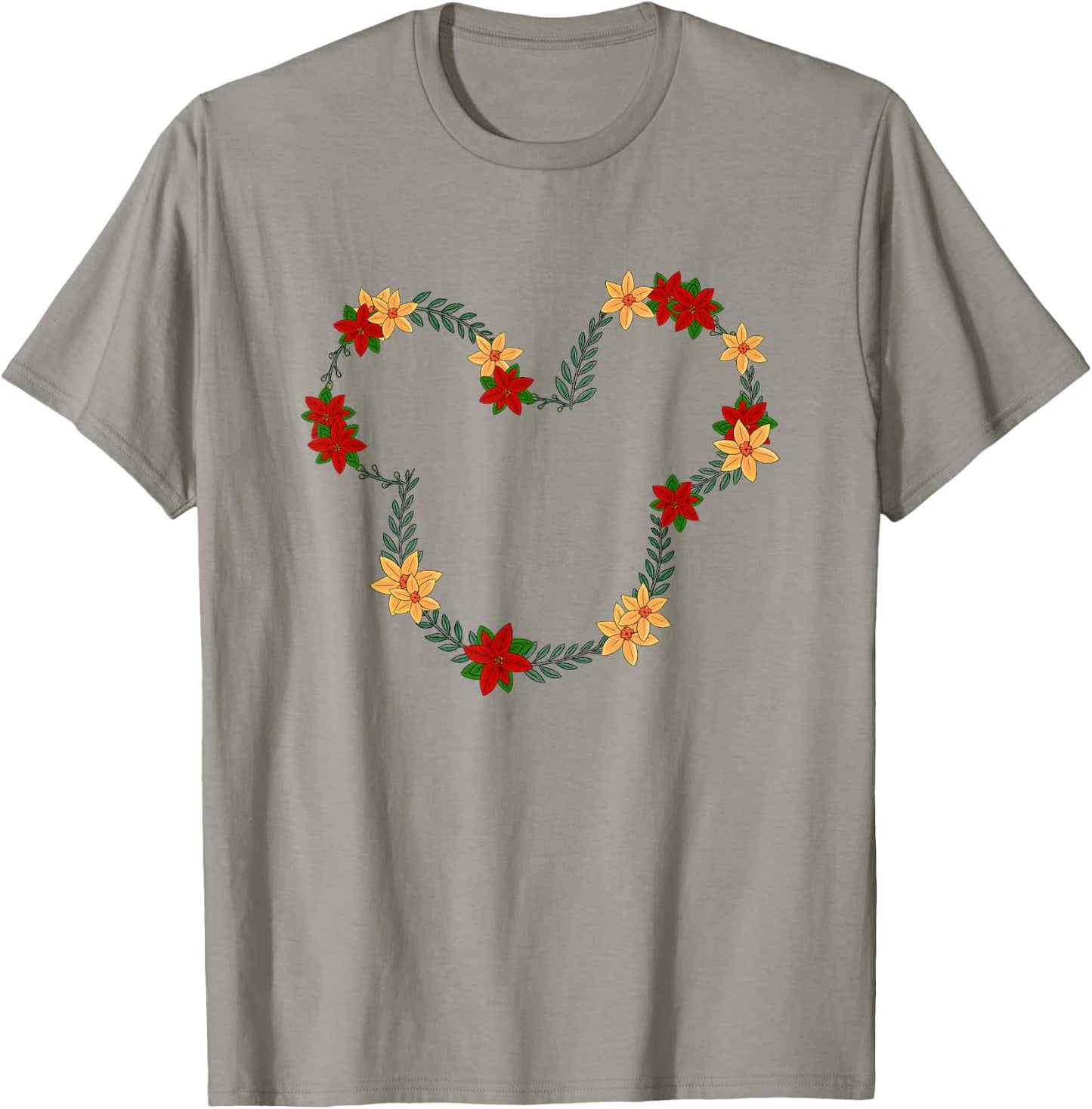 Disney Mickey And Friends December Birth Flower Wreath T-Shirt - T-Shirt | Sand