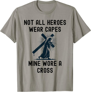 My hero wore a cross Jesus Christ Christian T-Shirt - T-Shirt | Sand