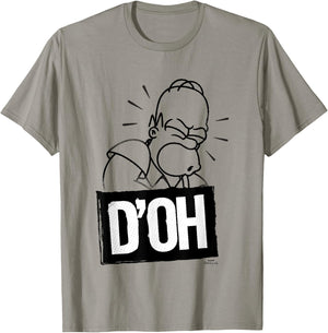 The Simpsons Homer Iconic Phrase D'OH Artline Chest Logo T-Shirt - T-Shirt | Sand