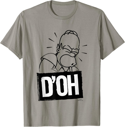 The Simpsons Homer Iconic Phrase D'OH Artline Chest Logo T-Shirt - T-Shirt | Sand