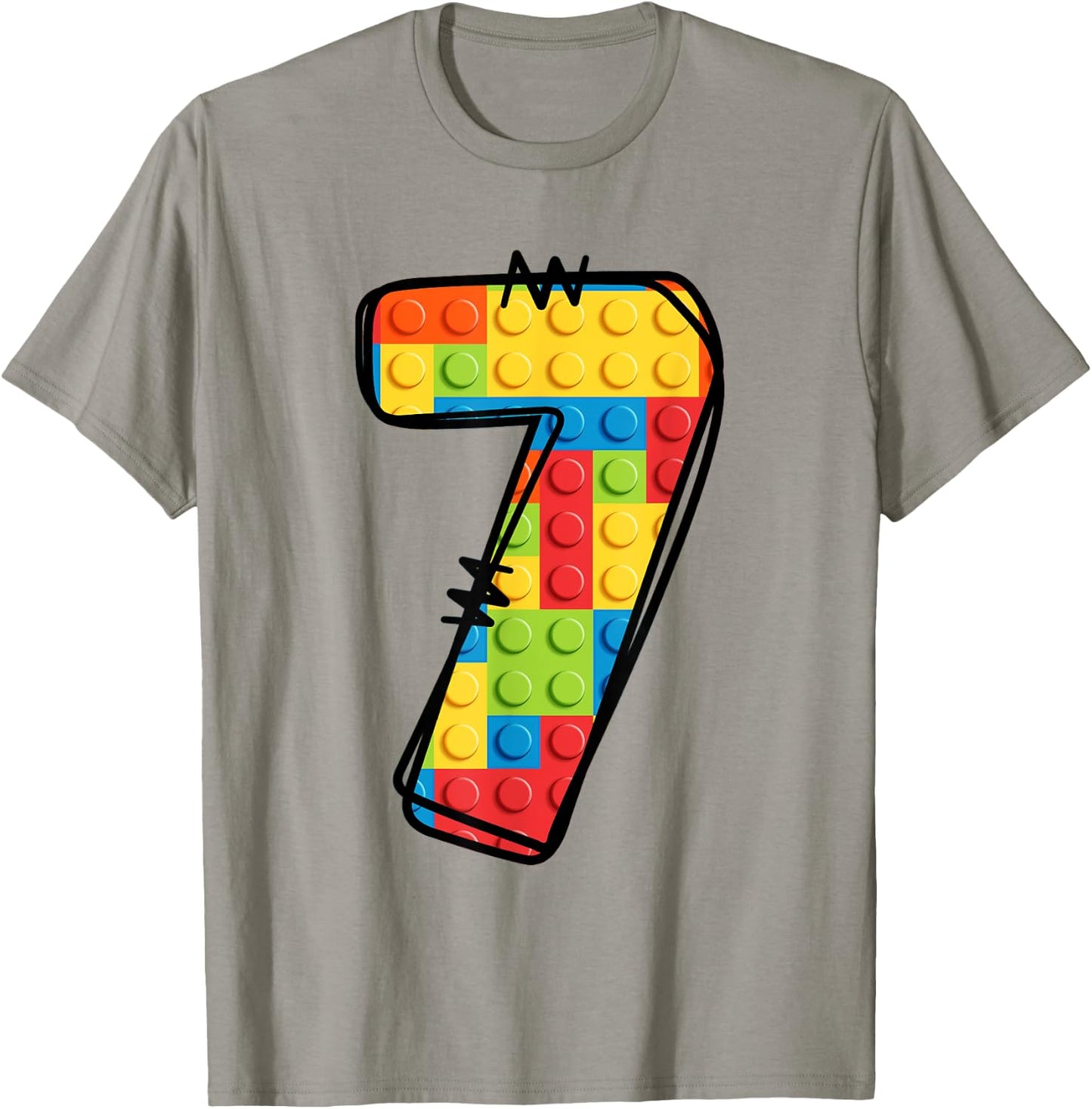7 Year Old Blocks Building Master Builder 7th Birthday T-Shirt - T-Shirt | Sand