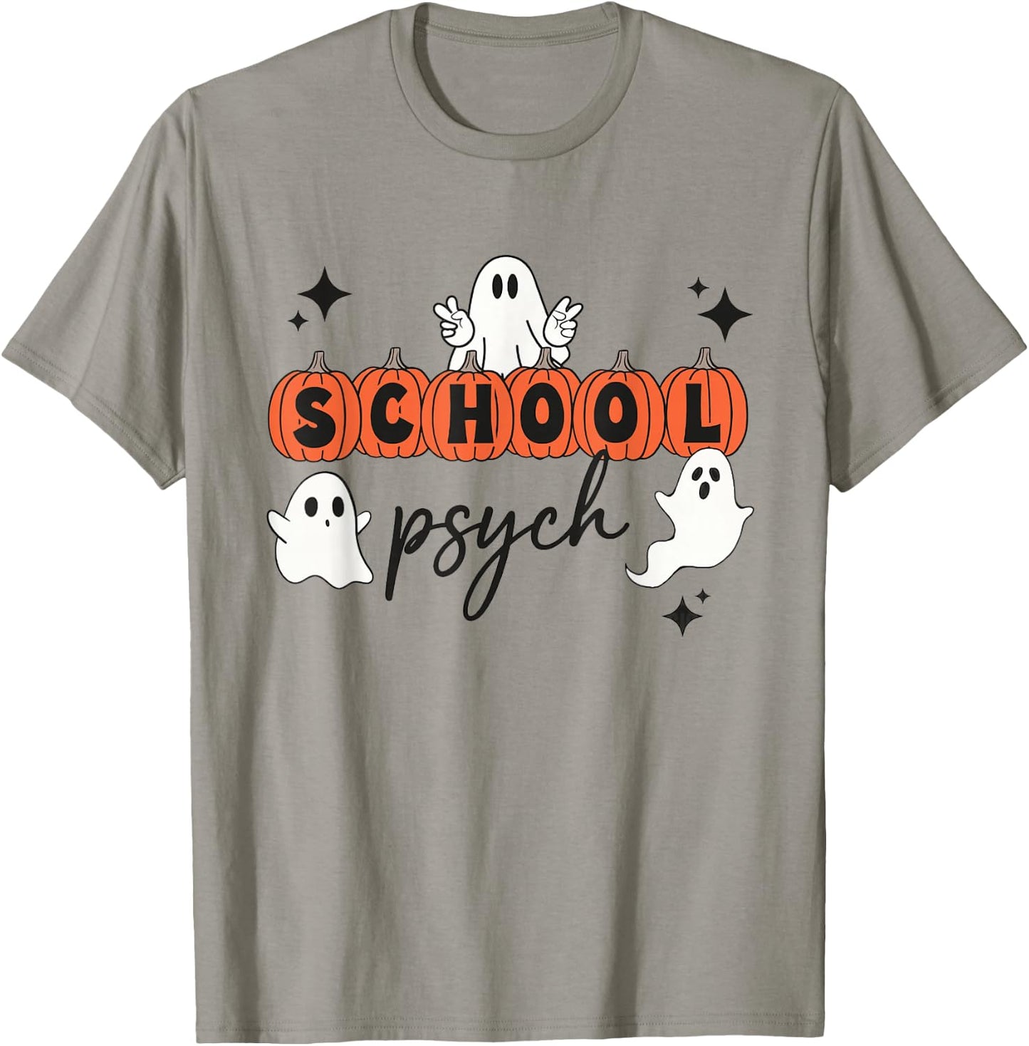 One Spooky School Psychologist Halloween Pumpkin Ghosts T-Shirt - T-Shirt | Sand