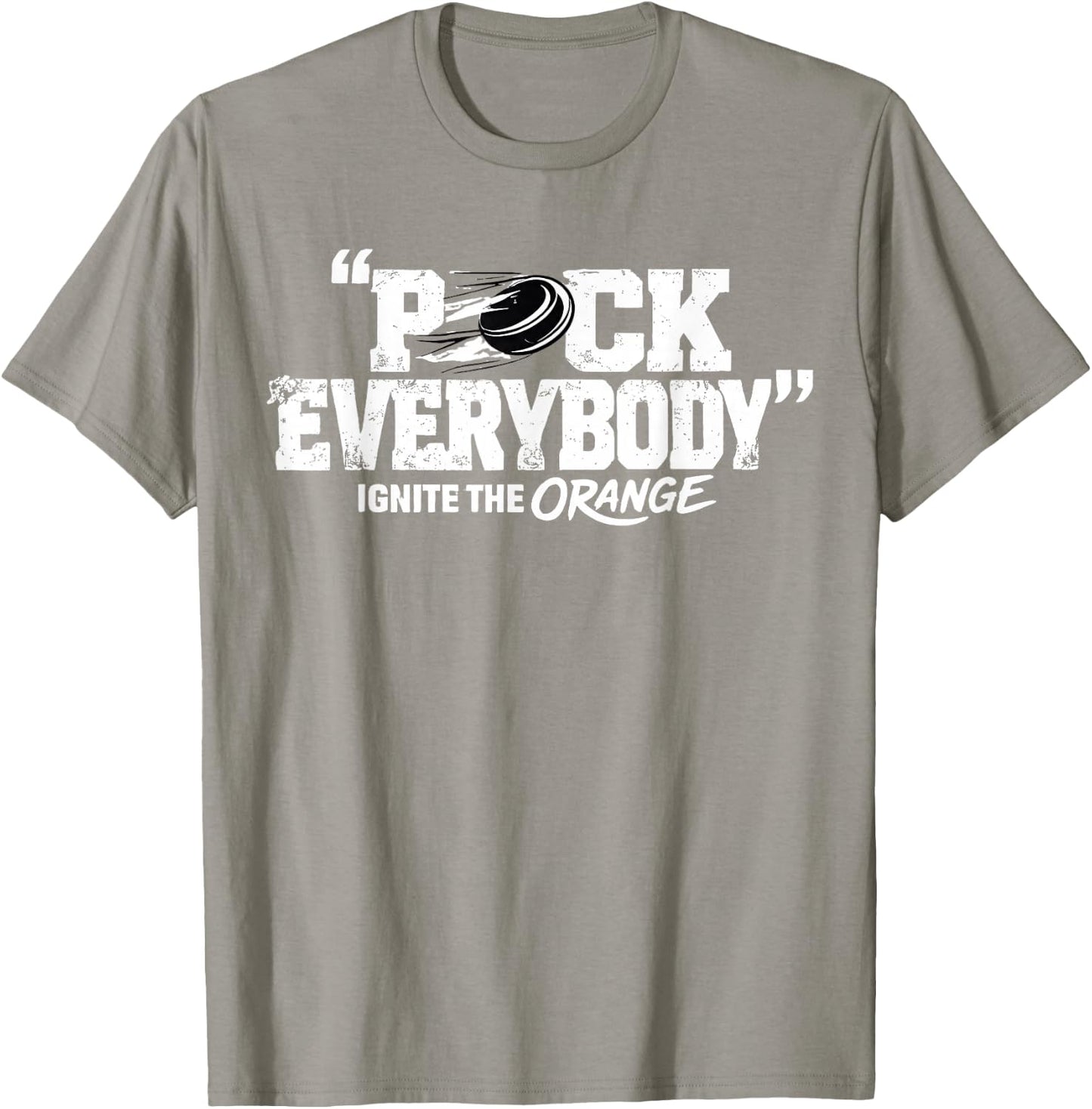 Puck Everybody Orange for Hockey Lover T-Shirt - T-Shirt | Sand