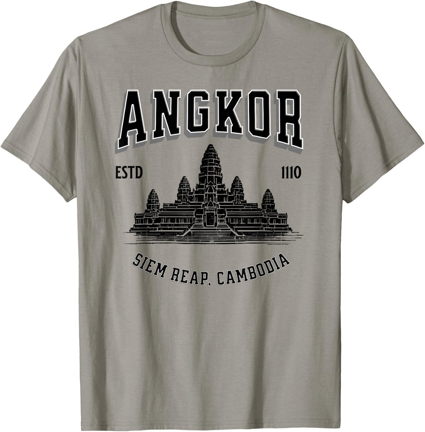 Minimalistic Old School Angkor Wat Design Sporty T-Shirt - T-Shirt | Sand