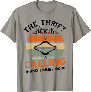 The Thrift Store Is Calling Thrifter Retro Hanger Thrifting T-Shirt - T-Shirt | Sand