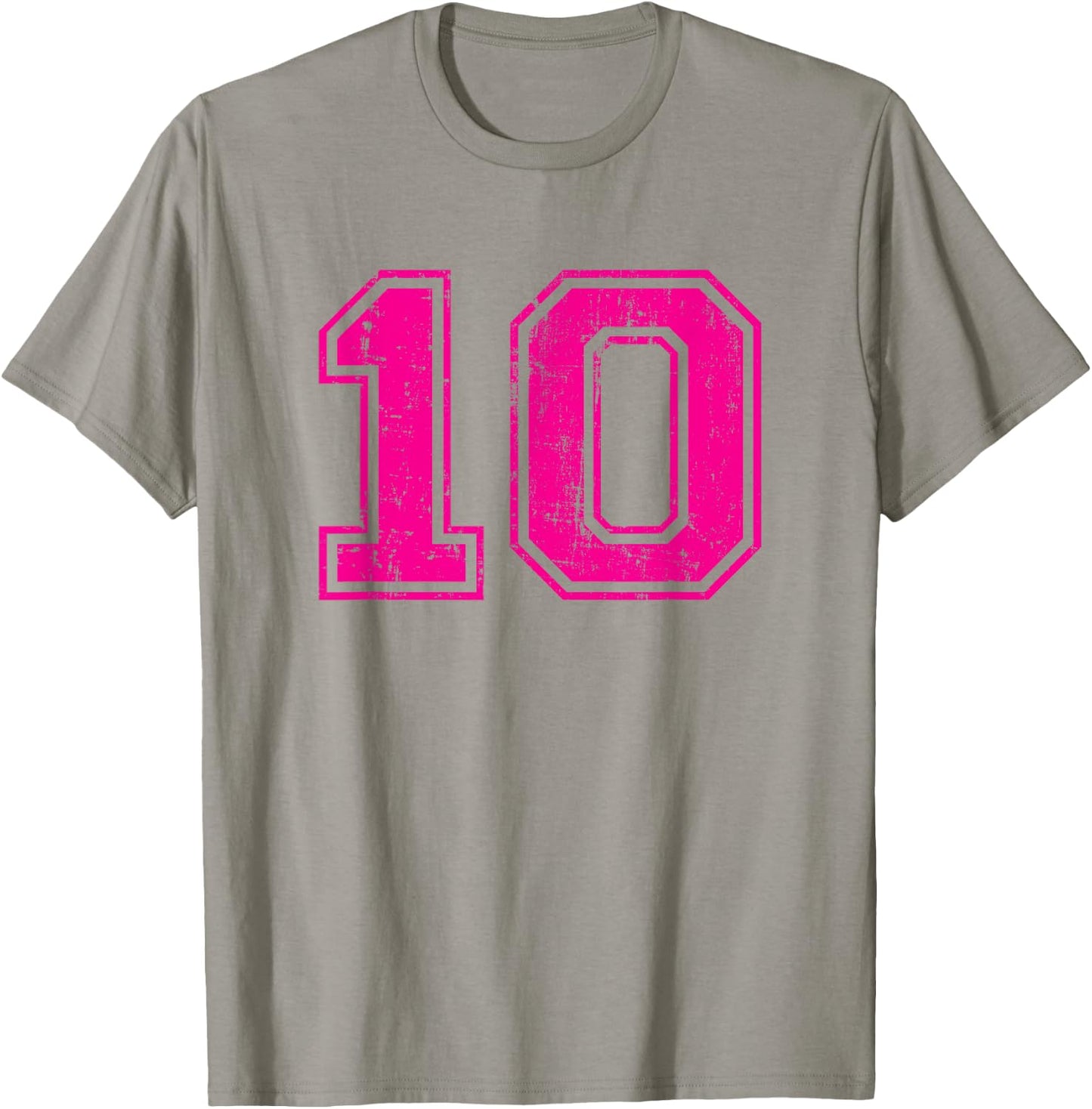 Number 10 Ten Varsity Distressed Vintage Sport Team Player's T-Shirt - T-Shirt | Sand