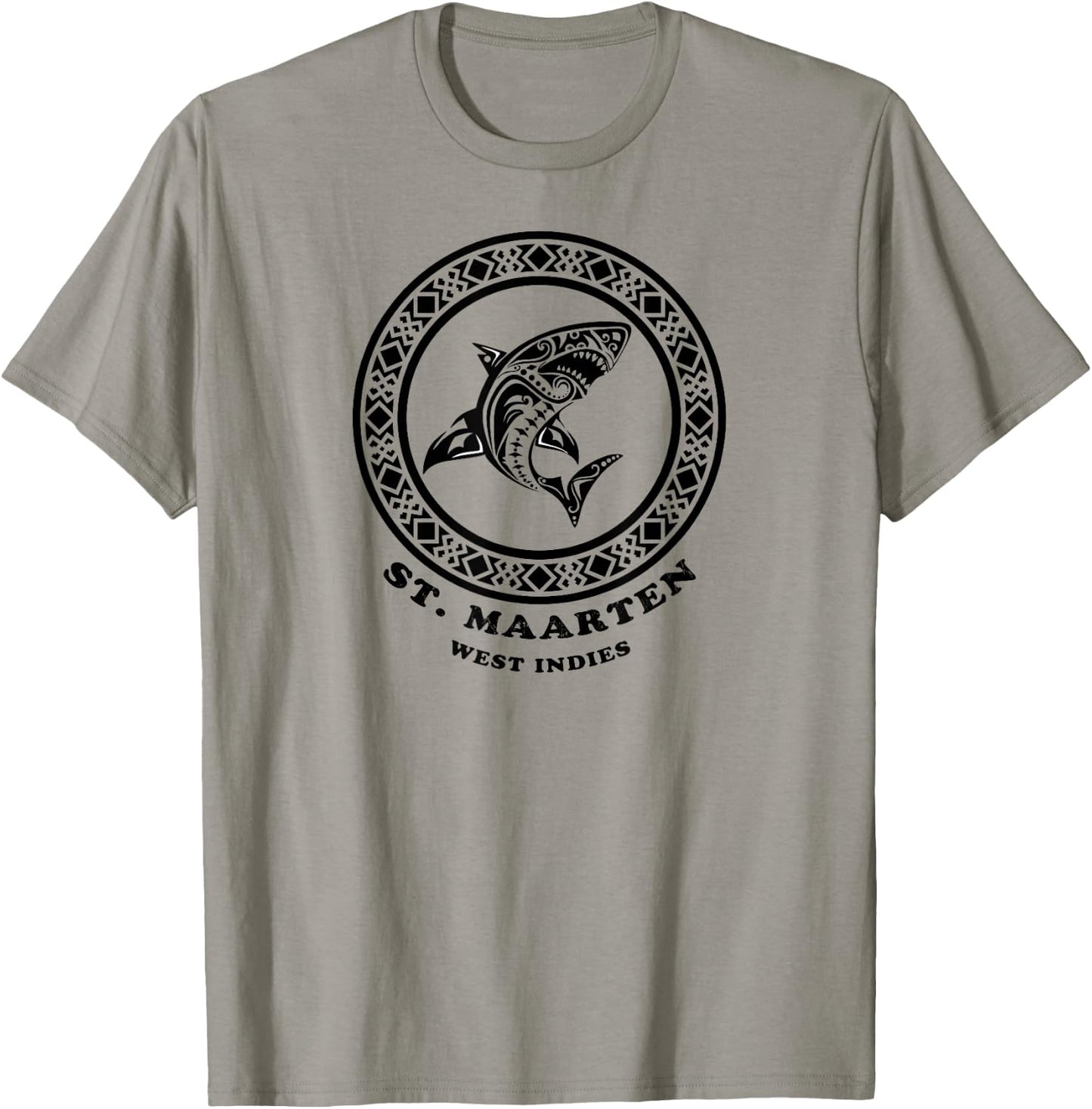 St. Maarten, West Indies Vintage Retro Tribal Shark Vacation T-Shirt - T-Shirt | Sand