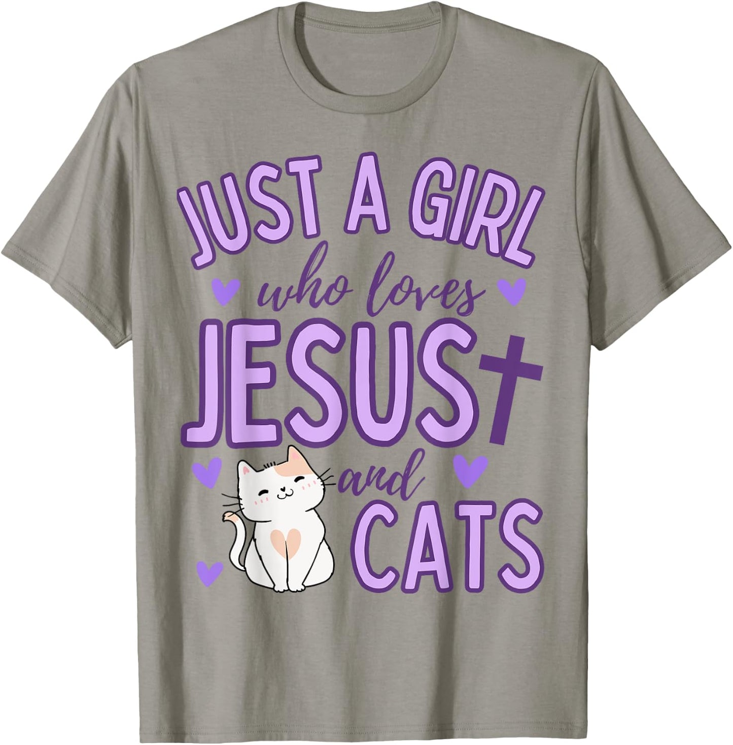 Just A Girl Who Loves Jesus and Cats Christian Funny Cute T-Shirt - T-Shirt | Sand