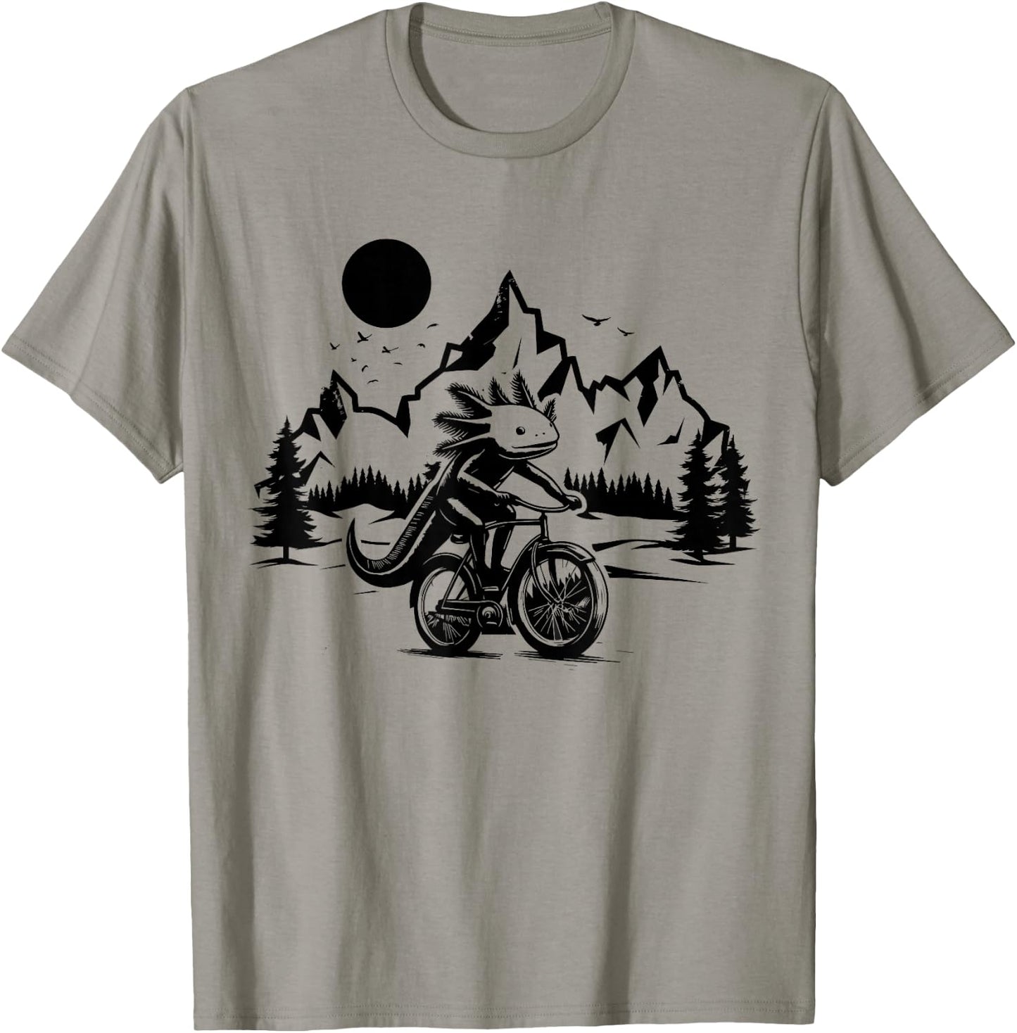 Axolotl Riding Bicycle Vintage Mountain Biking Axolotl Biker T-Shirt - T-Shirt | Sand