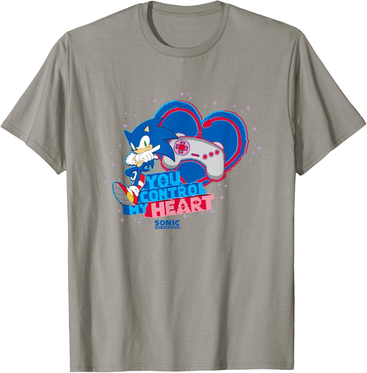Sonic The Hedgehog Valentine's Day You Control My Heart Logo T-Shirt - T-Shirt | Sand
