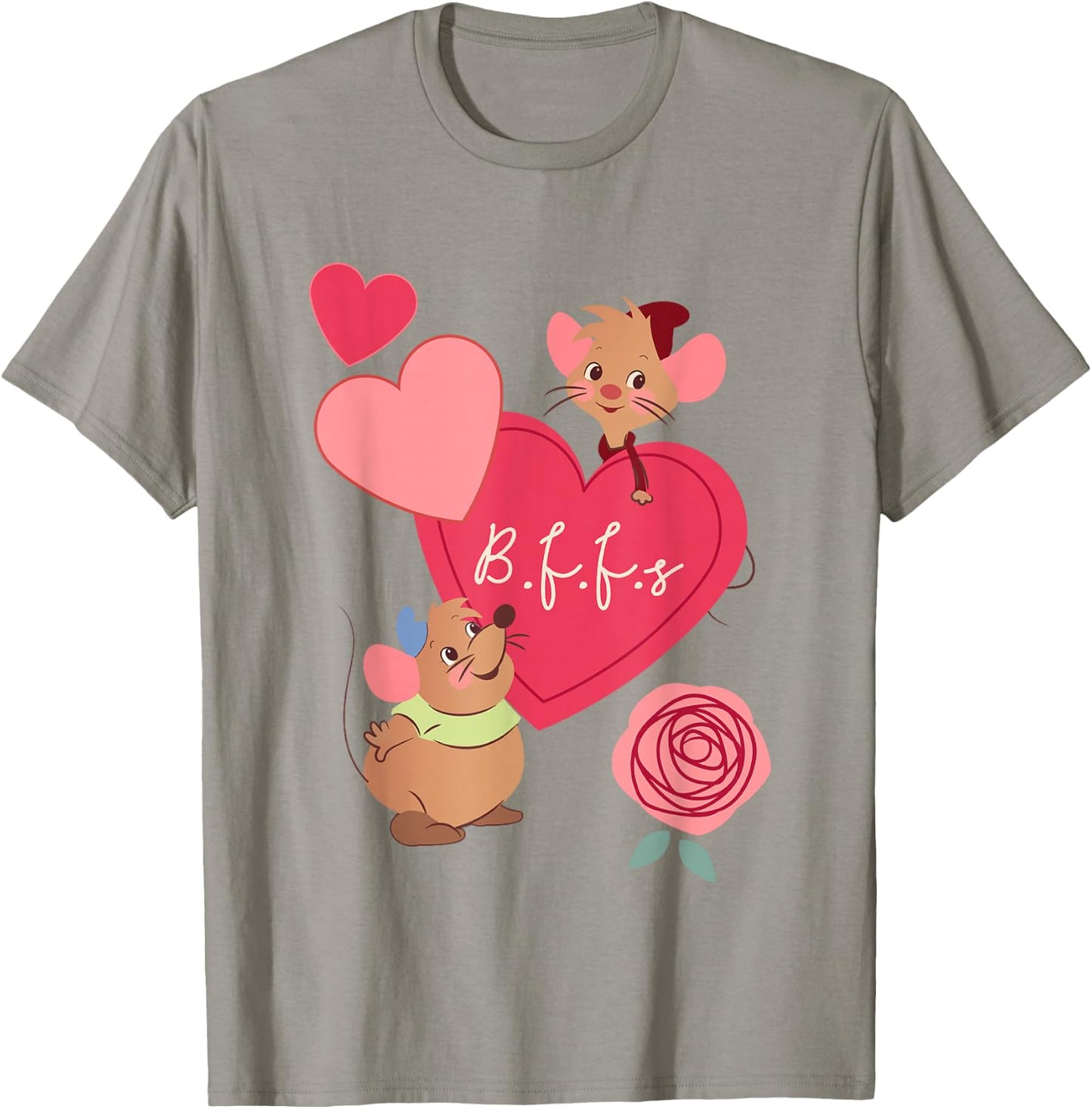 Disney Cinderella Valentine's Day Gus Jaq Bffs Chest Poster T-Shirt - T-Shirt | Sand