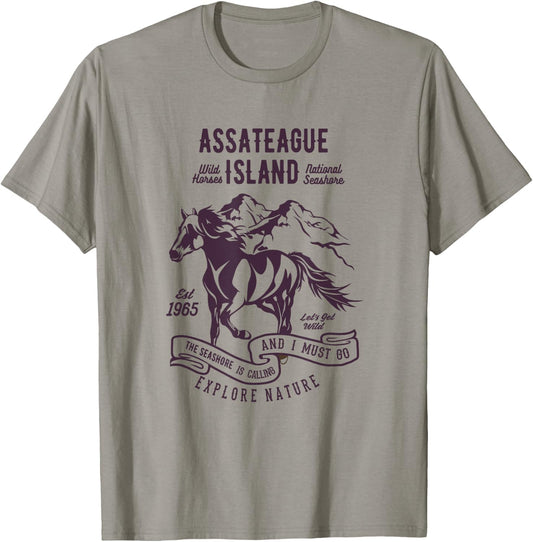 Assateague Island National Seashore Wild Horses T-Shirt - T-Shirt | Sand