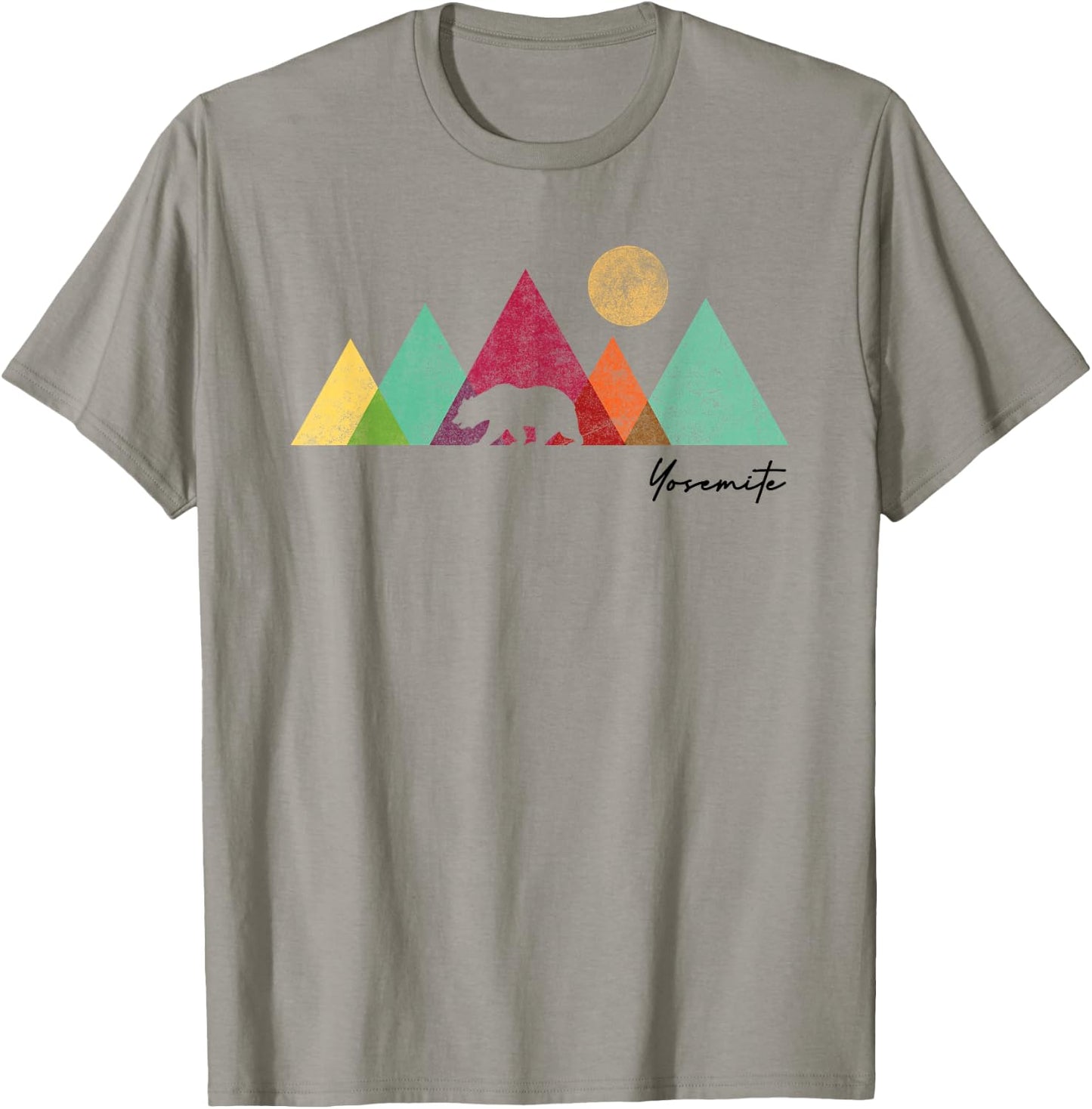 Yosemite California Colorful Bear Mountains National Park T-Shirt - T-Shirt | Sand