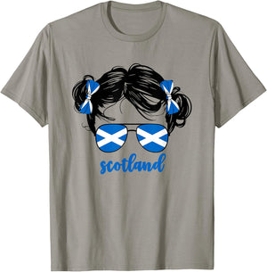 Cute Scottish Girl For Kids Scots Pride Scotland Flag Girls T-Shirt - T-Shirt | Sand