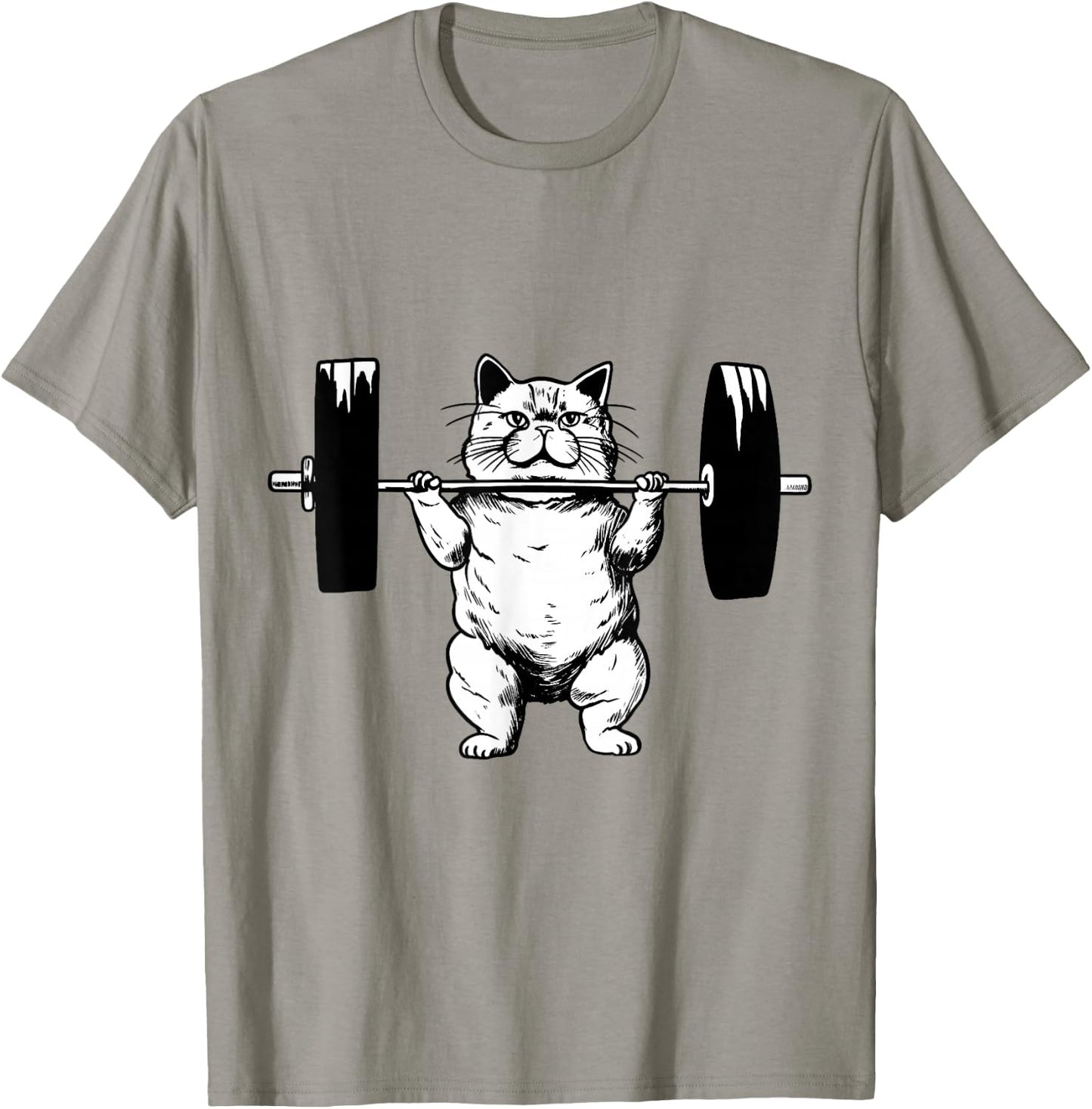 Cat Weightlifting Pet Kitty Workout Weights Cat Owner T-Shirt - T-Shirt | Sand