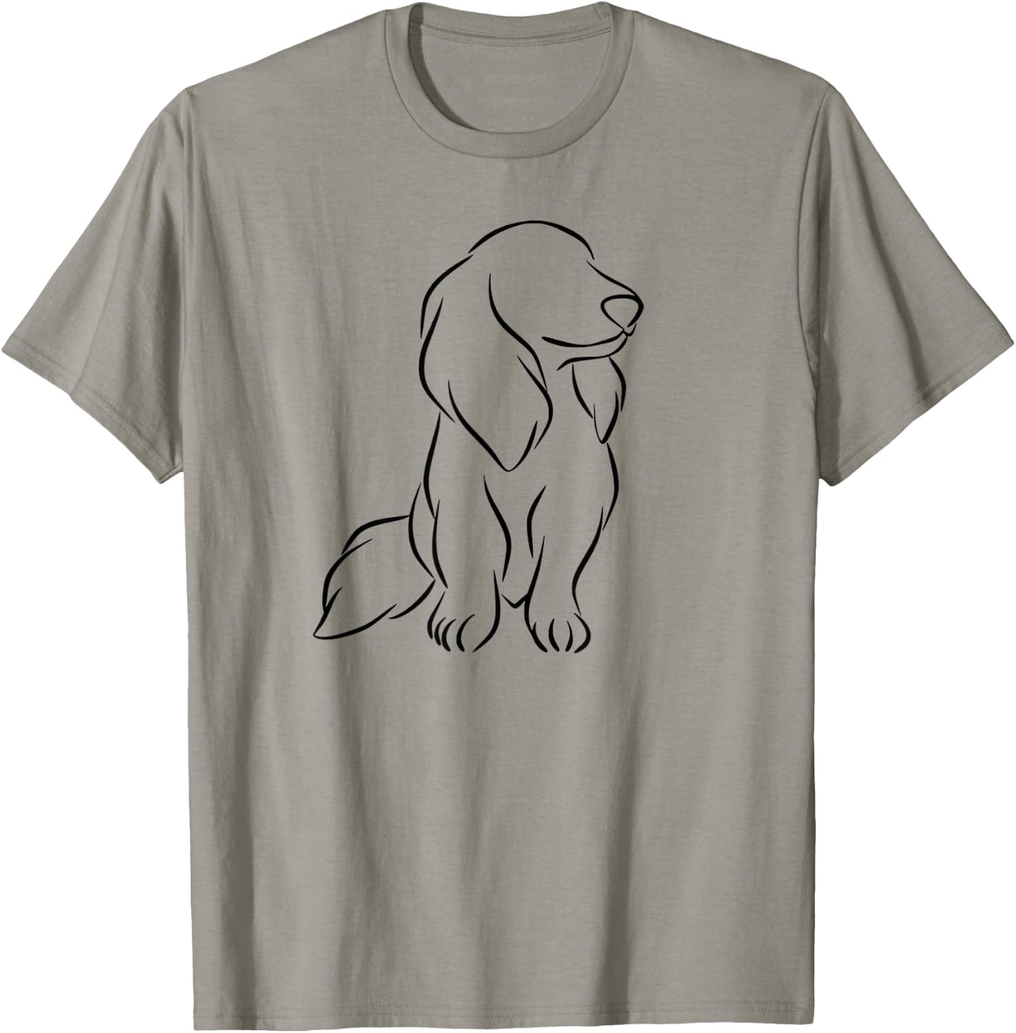 Long haired Dachshund Line Art Cute Doxie Wiener Dog Women T-Shirt - T-Shirt | Sand