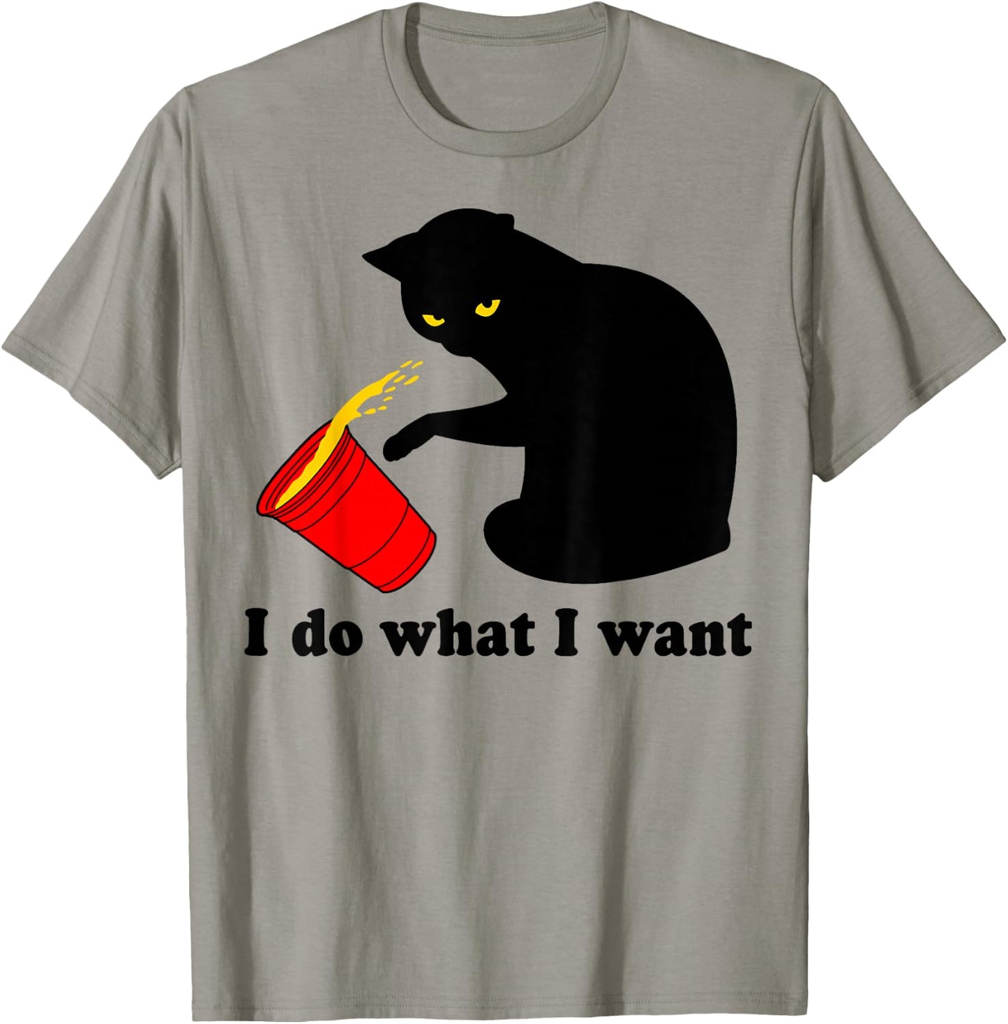 Do What I Want Black Cat Red Cup Funny Graphic XL Dark Heather T-Shirt - T-Shirt | Sand