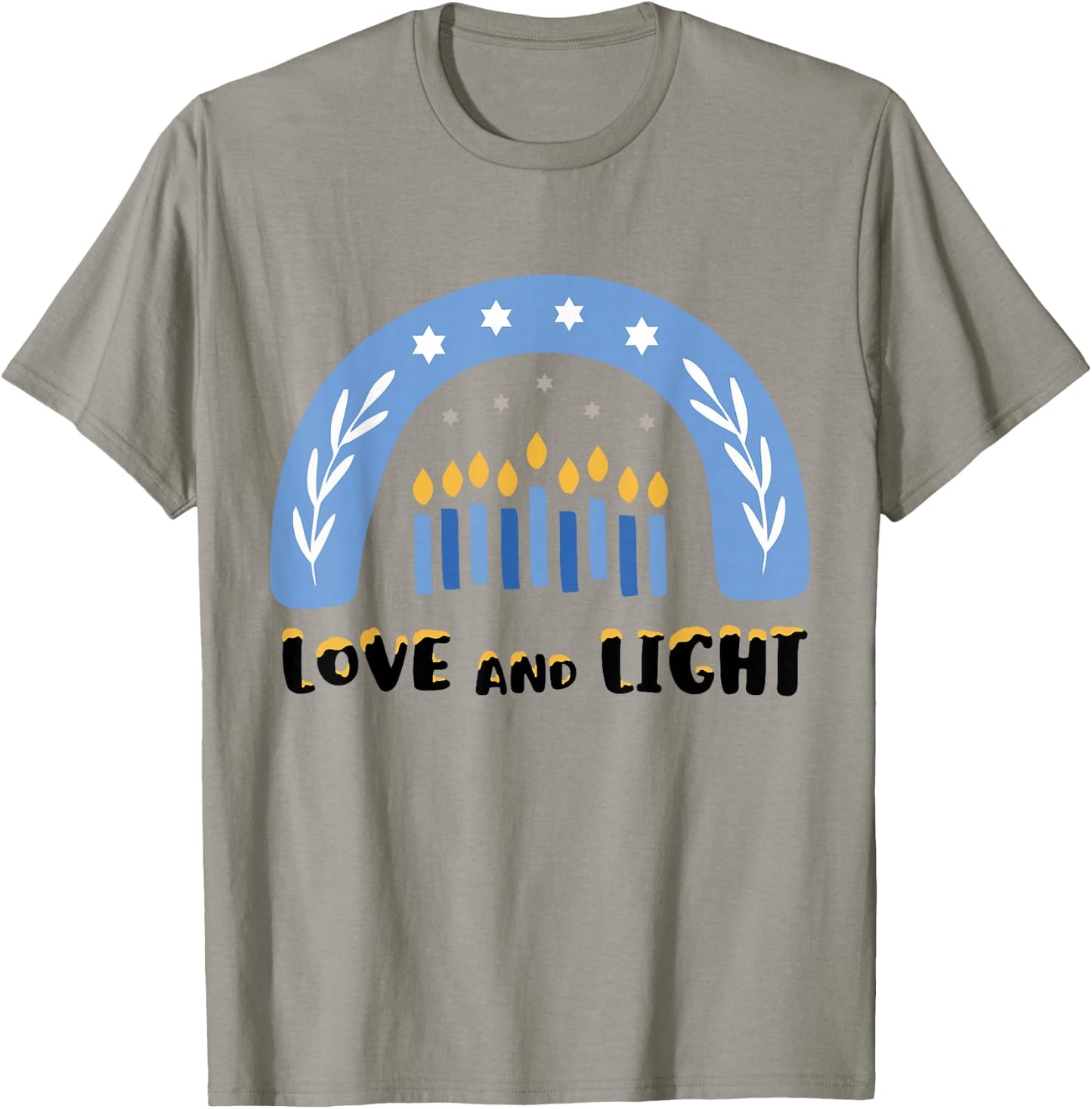 Love and Light Rainbow Hanukkah Jewish Chanukah Men Women T-Shirt - T-Shirt | Sand
