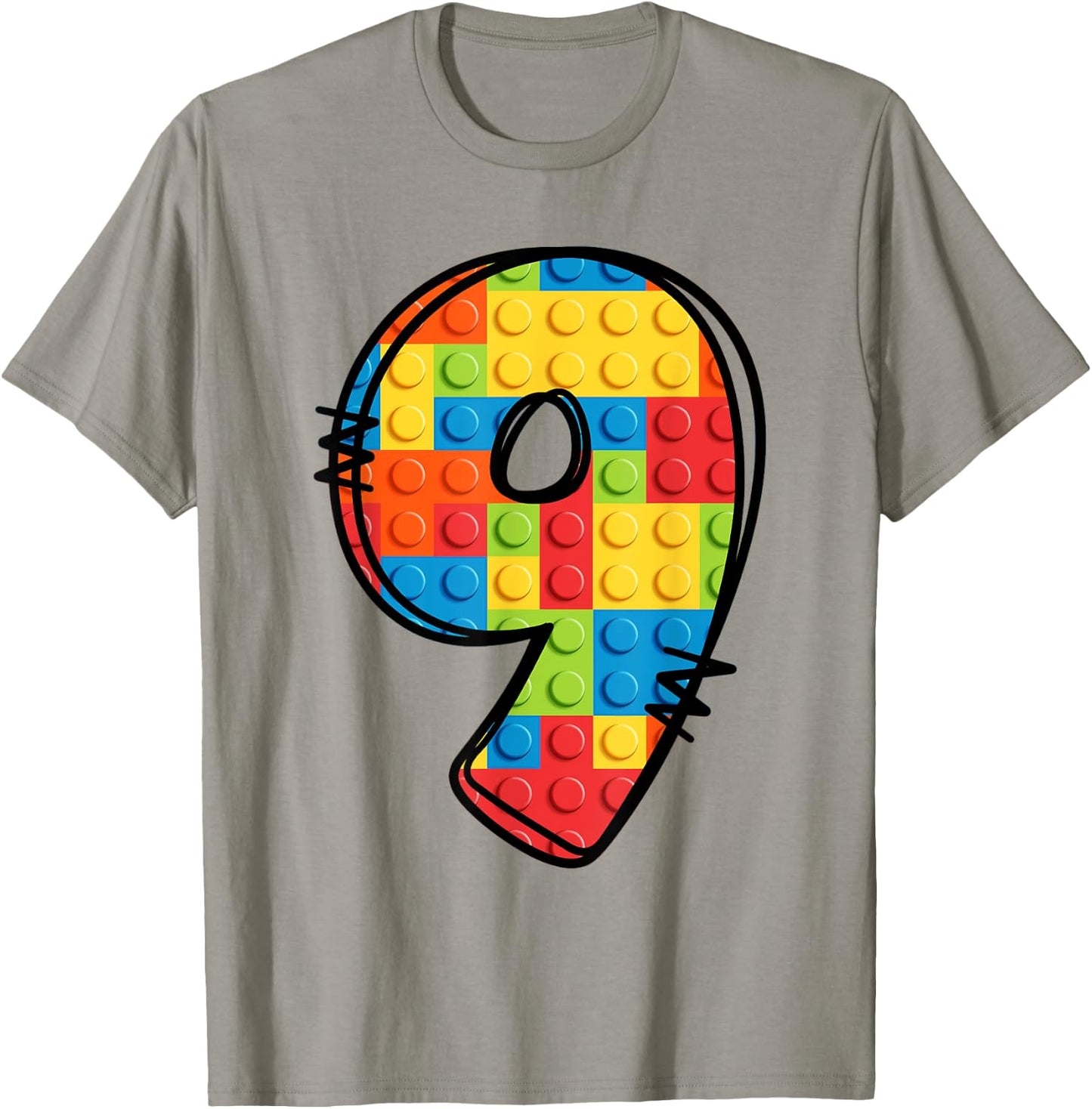 9 Year Old Blocks Building Master Builder 9th Birthday T-Shirt - T-Shirt | Sand