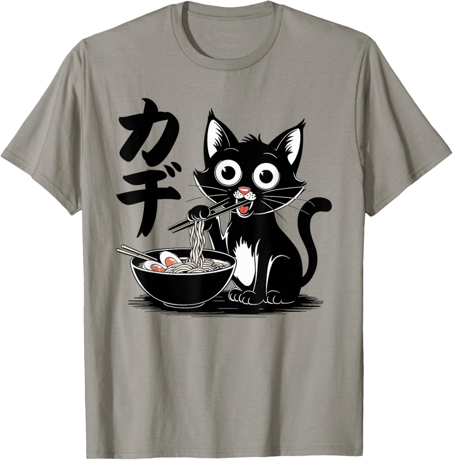 Funny Cat Ramen Noodle Japanese Kawaii Anime Otaku Style T-Shirt - T-Shirt | Sand