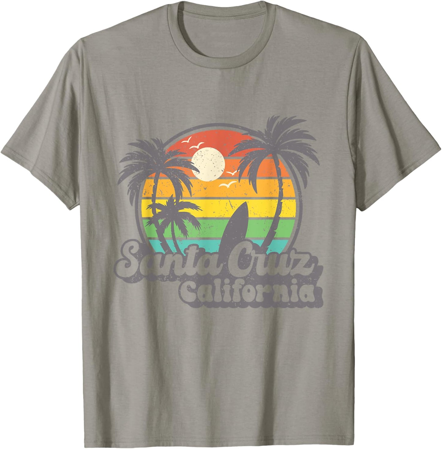 Retro Vintage Surfing & Skateboard Graphic Design Santa Cruz T-Shirt - T-Shirt | Sand