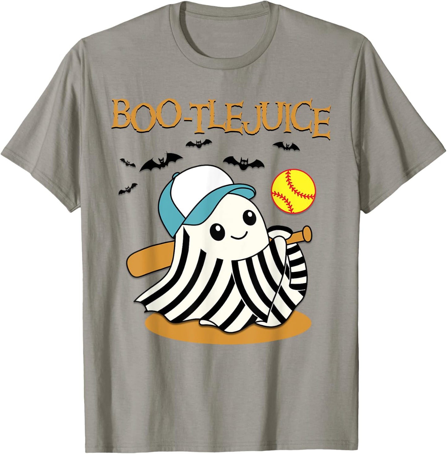 Boo-tlejuice Ghost Playing Softball Mom Girls Halloween T-Shirt - T-Shirt | Sand