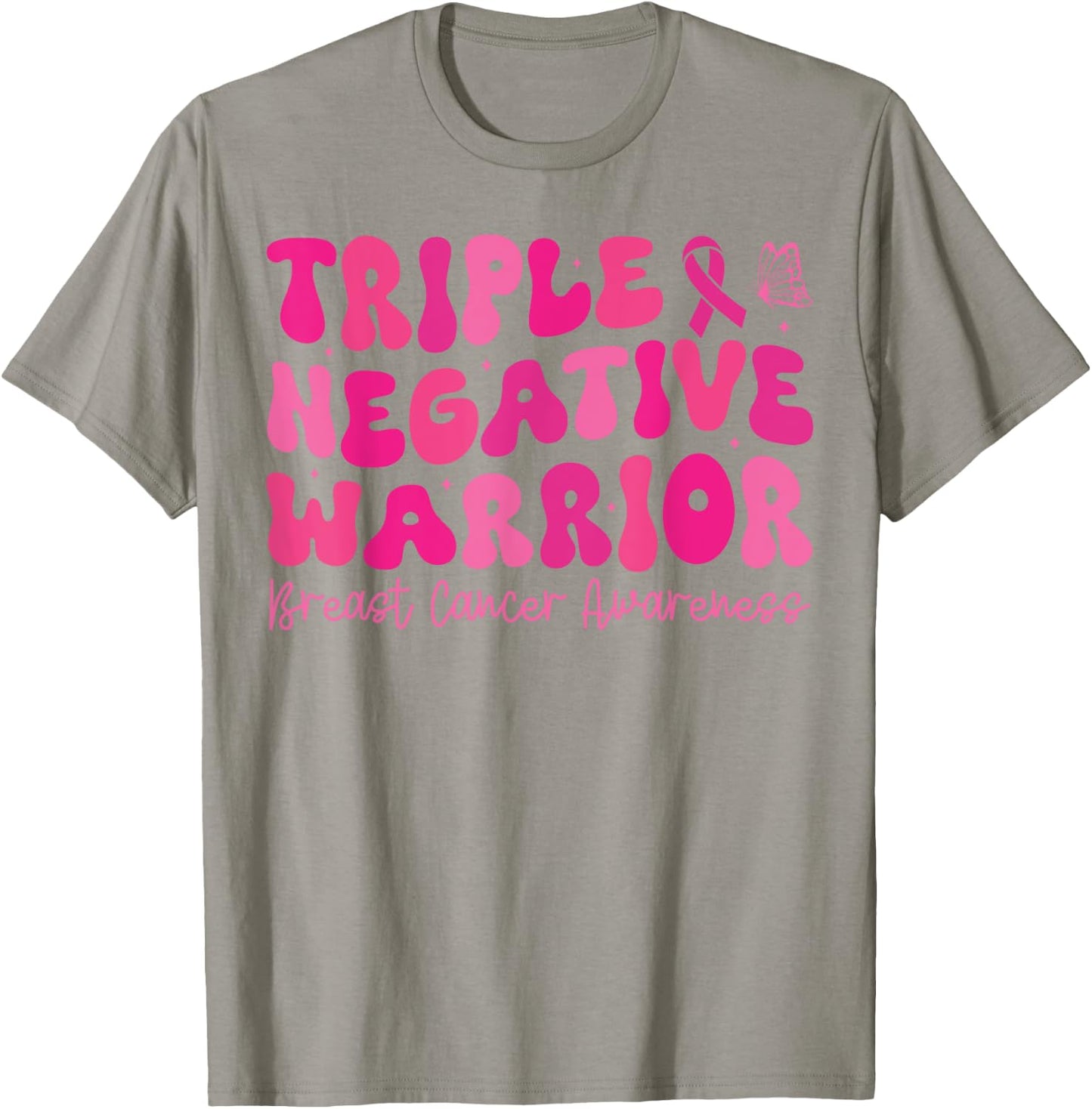 Groovy Triple Negative Warrior Breast Cancer Awareness Month T-Shirt - T-Shirt | Sand