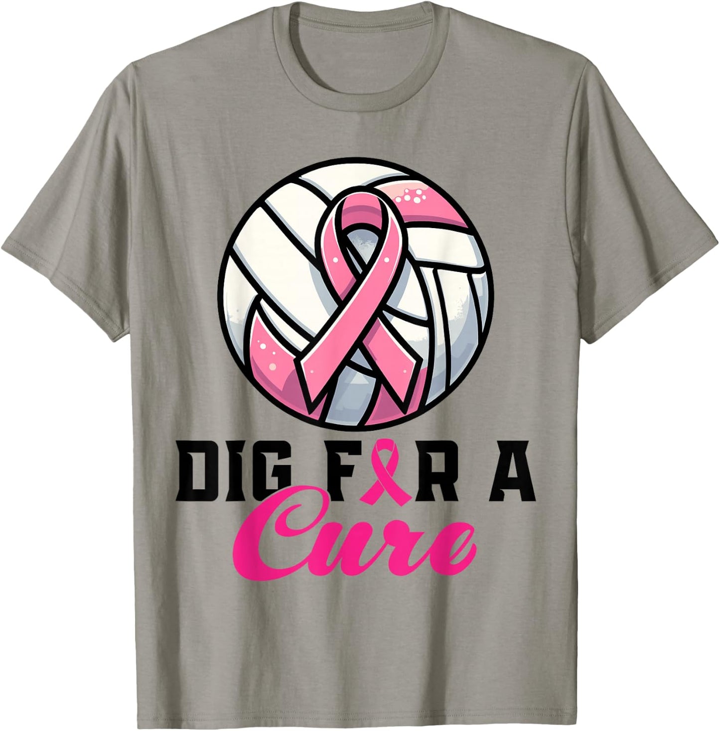 Dig For A Cure Breast Cancer Awareness Volleyball Pink T-Shirt - T-Shirt | Sand