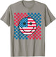 USA Checkerboard 4th Of July Happy Face American Girls Kids Men T-Shirt - T-Shirt | Sand