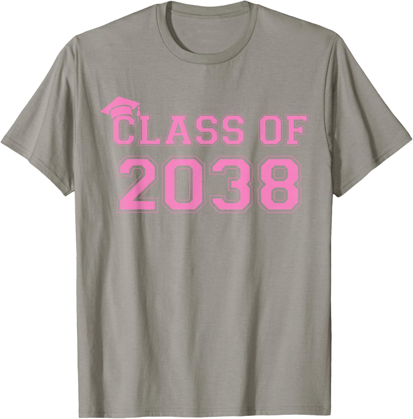 Class Of 2038 Handprint Pre-K Pink Girls 2038 Graduation T-Shirt - T-Shirt | Sand