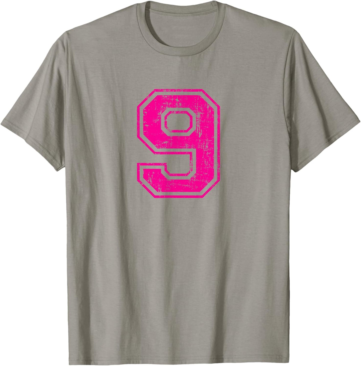 Number 9 Nine Varsity Distressed Vintage Sport Team Player's T-Shirt - T-Shirt | Sand