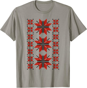 Noi Suntem Romani Traditional Romanian Folk Art Motifs T-Shirt - T-Shirt | Sand