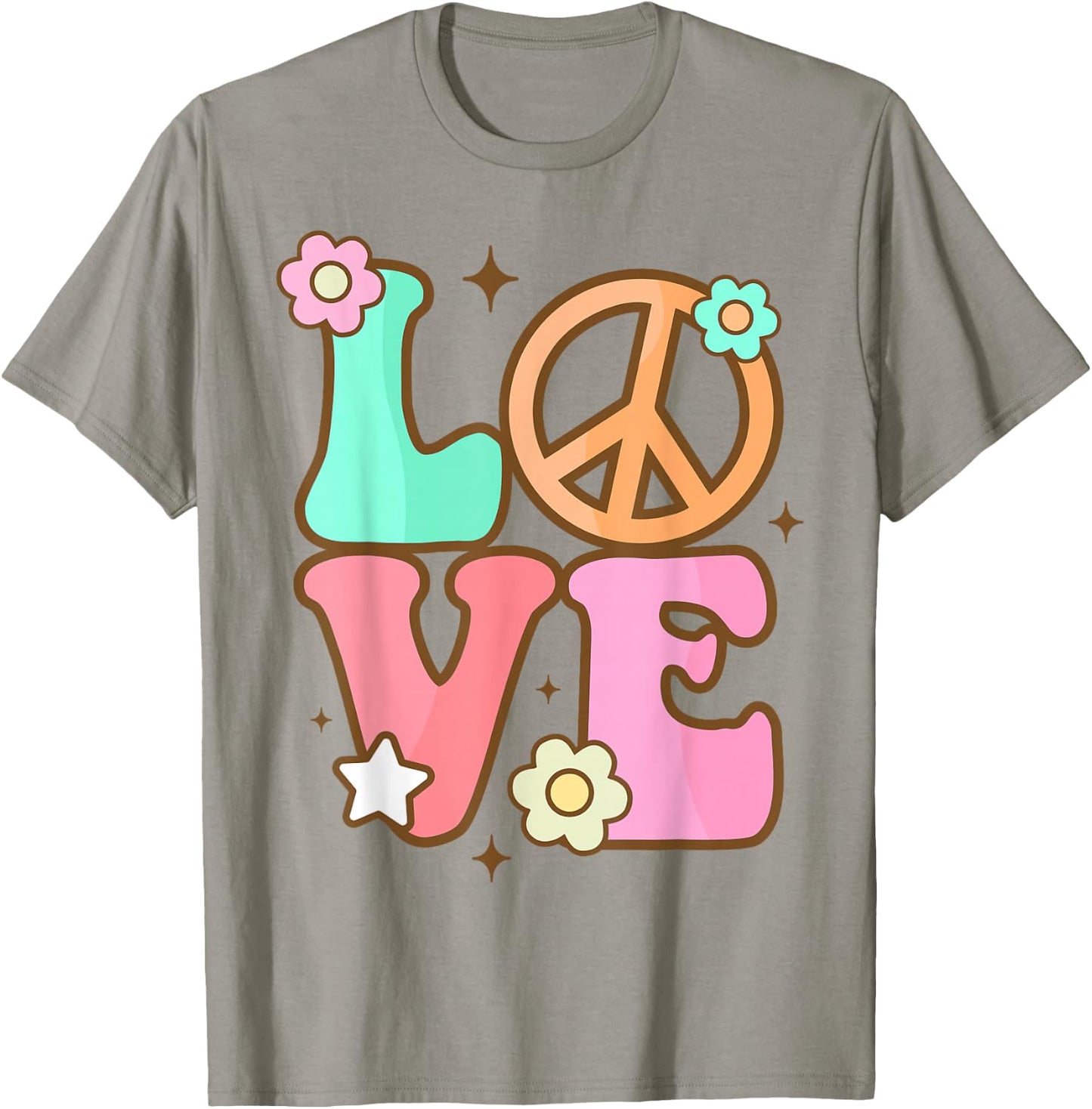 Peace Sign Love 60s 70s Costume Groovy Hippie Theme Party T-Shirt - T-Shirt | Sand