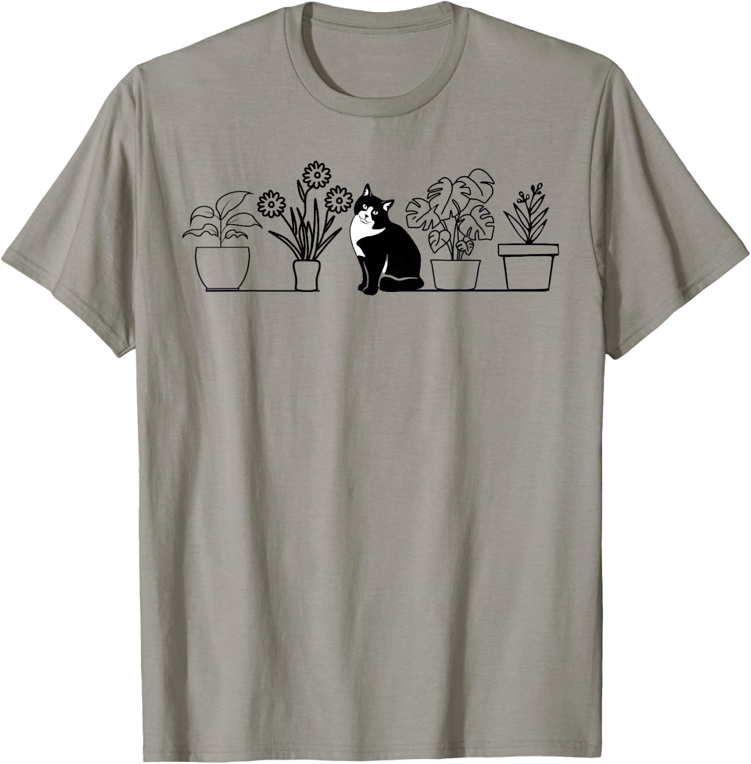 Plants Cats - Cats And Potted Plants T-Shirt - T-Shirt | Sand