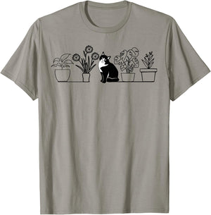 Plants Cats - Cats And Potted Plants T-Shirt - T-Shirt | Sand