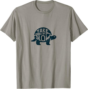 Take It Slow Funny Turtle Print T-Shirt - T-Shirt | Sand