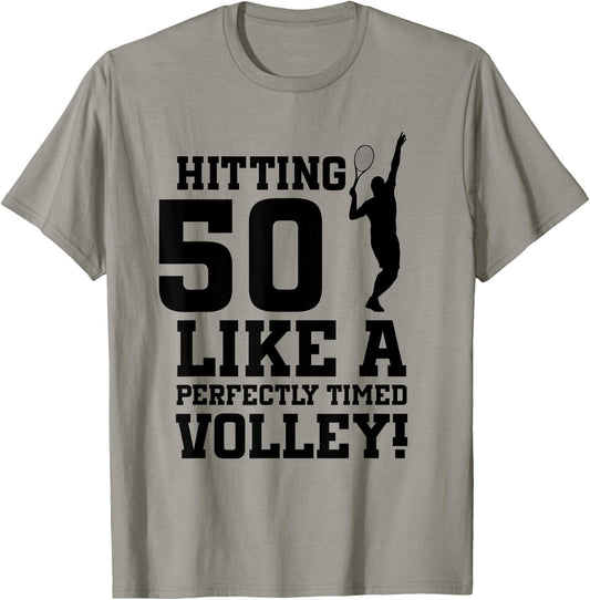 50th Birthday Tennis 50 Years Old Tennis Player Birthday T-Shirt - T-Shirt | Sand