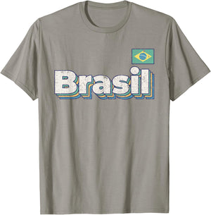 Vintage Retro Faded Brasil Flag Brazil Brazilian Pride T-Shirt - T-Shirt | Sand