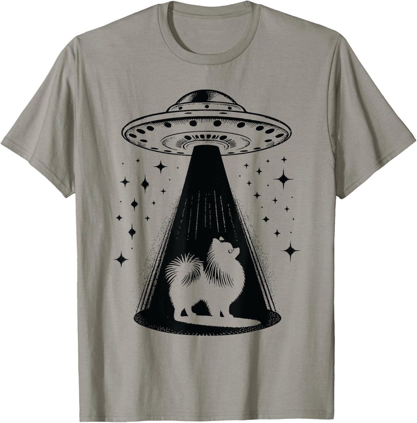 Pomeranian Mom Dad Dog - Funny Alien UFO T-Shirt - T-Shirt | Sand