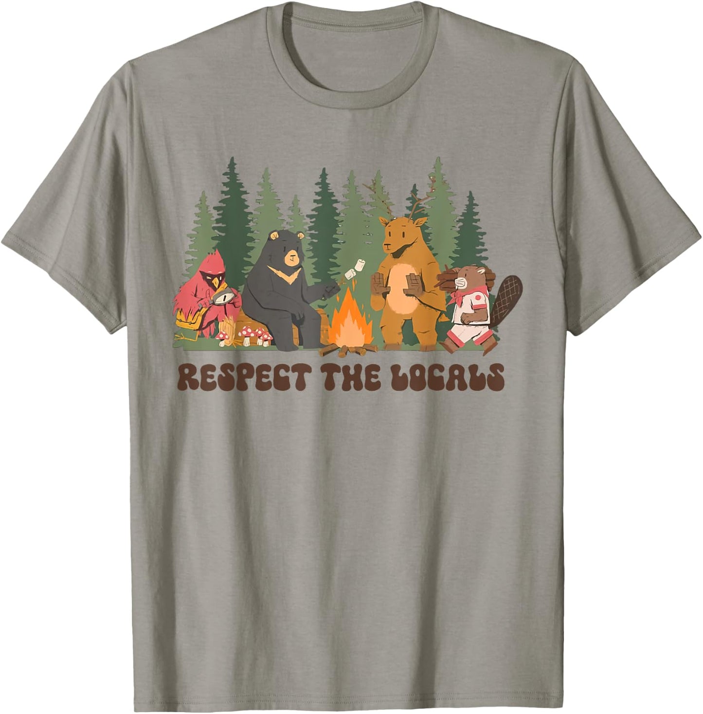 Respect The Local Bear Wildlife Animal National Parks T-Shirt - T-Shirt | Sand
