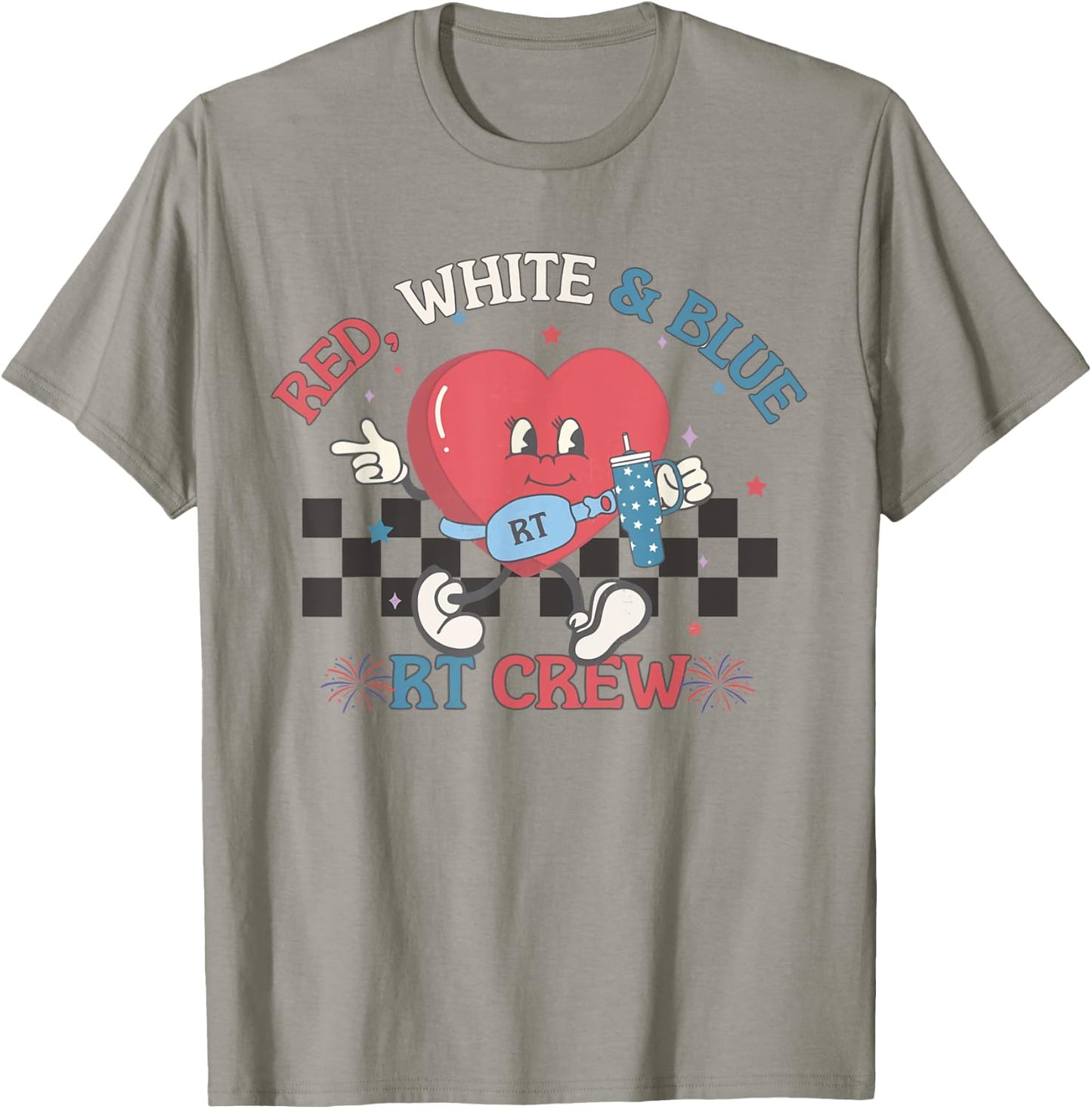 Red White Blue RT Crew Respiratory Therapist 4th of July T-Shirt - T-Shirt | Sand